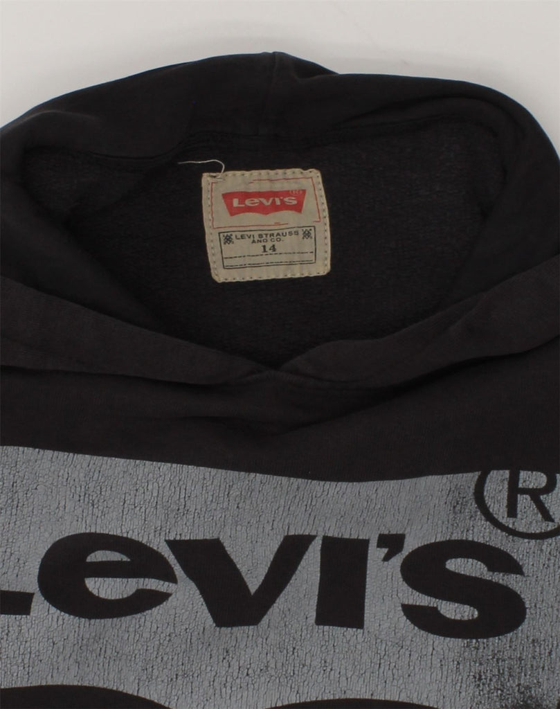 LEVI'S Boys Graphic Hoodie Jumper 13-14 Years Black Cotton | Vintage Levi's | Thrift | Second-Hand Levi's | Used Clothing | Messina Hembry 