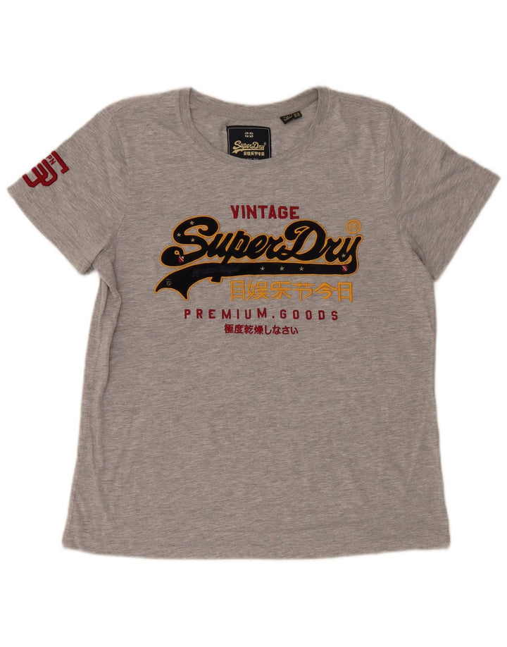 Superdry Womens Graphic T-Shirt Top UK 14 Large Grey