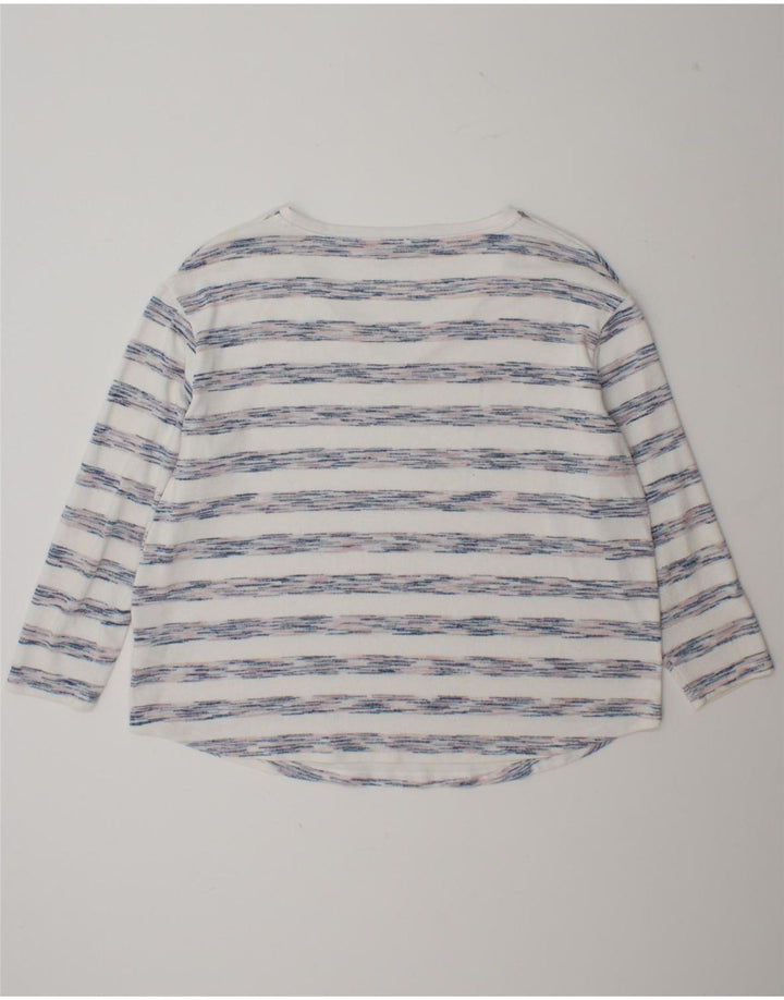 Marks & Spencer Womens Top Long Sleeve UK 18 XL White Striped Viscose