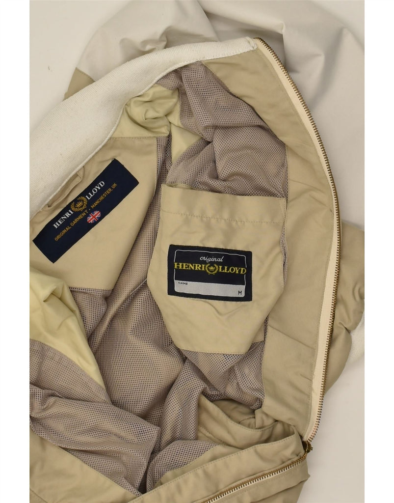 HENRI LLOYD Womens Graphic Loose Fit Bomber Jacket UK 14 Medium Beige | Vintage Henri Lloyd | Thrift | Second-Hand Henri Lloyd | Used Clothing | Messina Hembry 