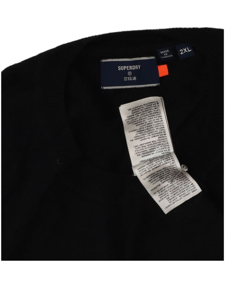 Superdry Mens Crew Neck Jumper Sweater 2XL Black Cotton
