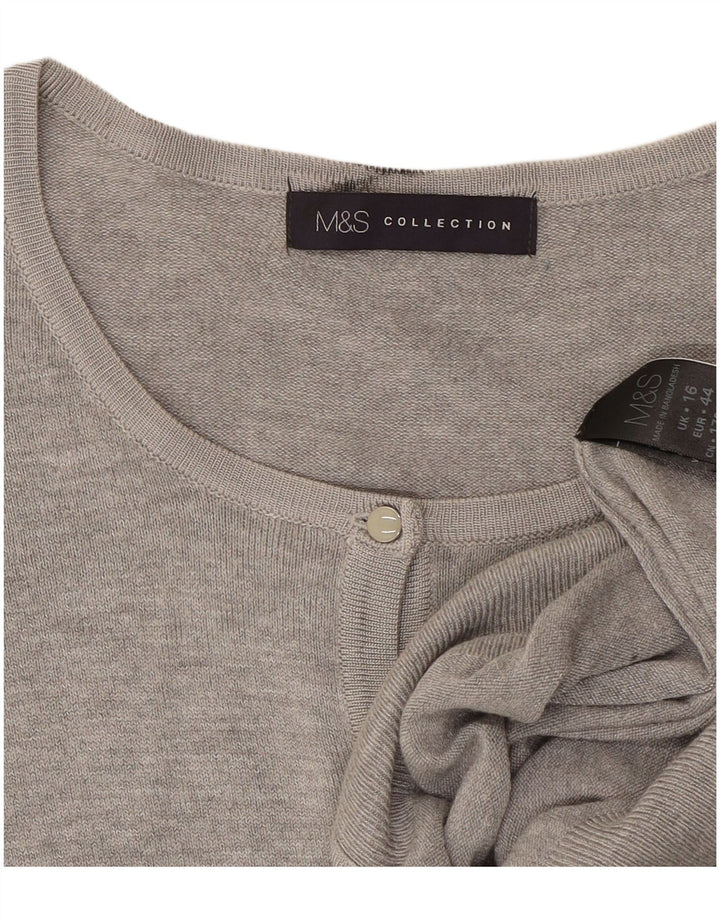 Marks & Spencer Womens Cardigan Sweater UK 16 Large  Grey Flecked Viscose