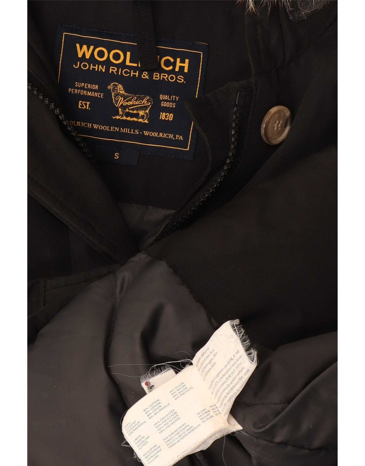 Woolrich Womens Hooded Padded Jacket UK 10 Small Black Cotton