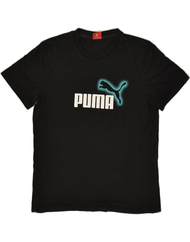 PUMA Mens Graphic T-Shirt Top Medium Black | Vintage Puma | Thrift | Second-Hand Puma | Used Clothing | Messina Hembry 