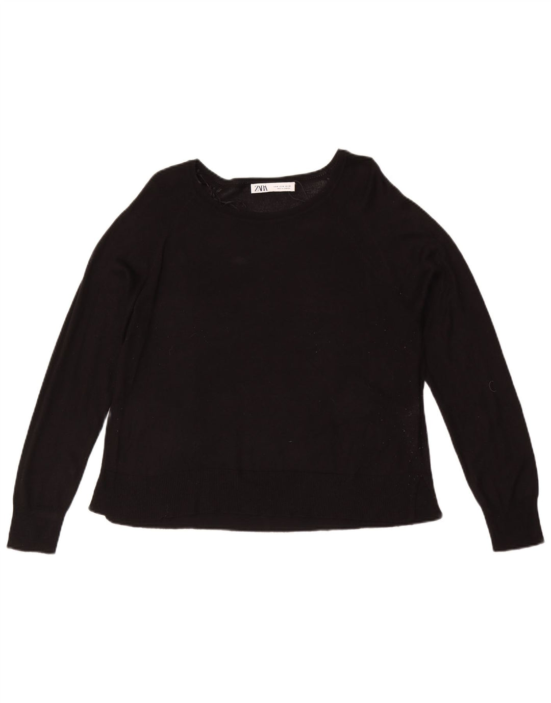 Zara Womens Boat Neck Jumper Sweater UK 14 Medium Black Viscose