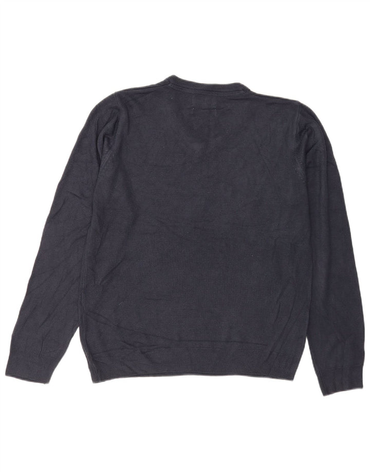 Marks & Spencer Mens Regular Fit V-Neck Jumper Sweater Medium Navy Blue