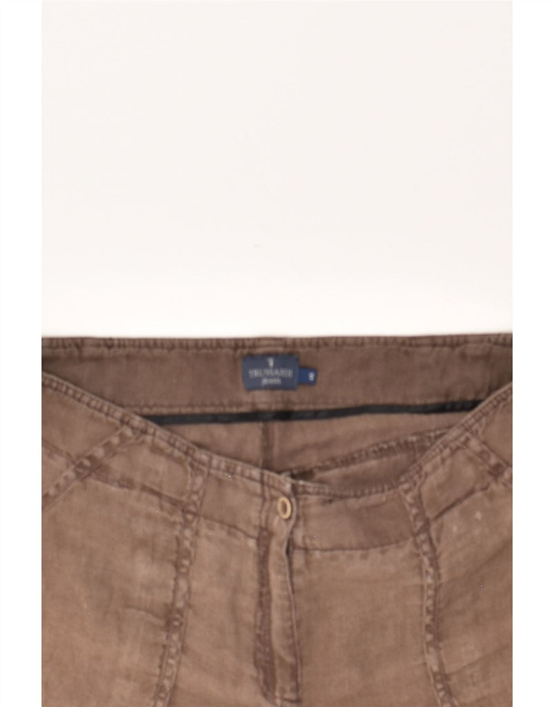 TRUSSARDI Womens Chino Shorts IT 46 Large W34  Brown Linen | Vintage Trussardi | Thrift | Second-Hand Trussardi | Used Clothing | Messina Hembry 
