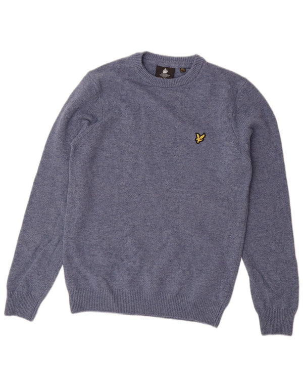 Lyle & Scott Mens Crew Neck Jumper Sweater XS Blue Wool
