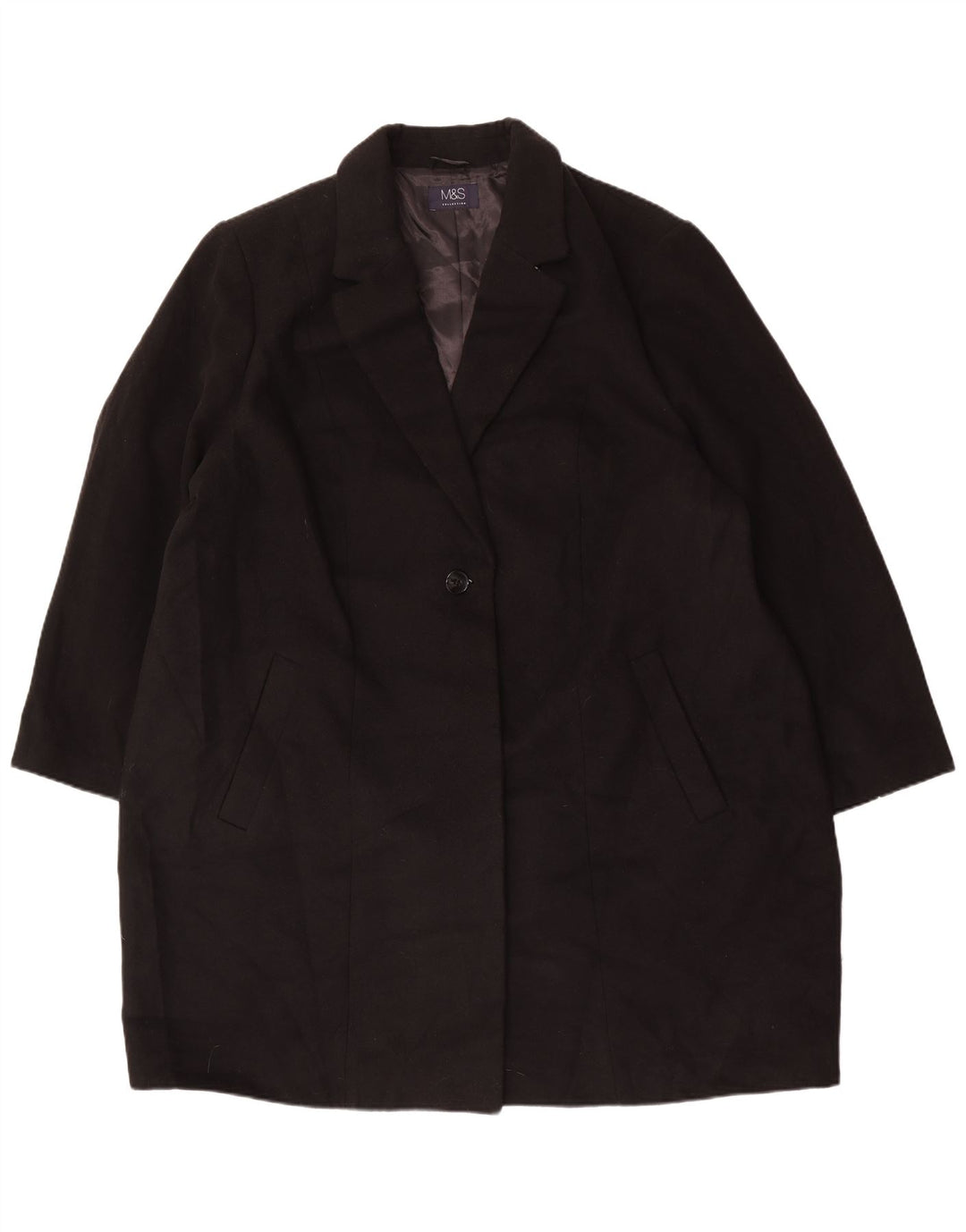Marks & Spencer Womens Overcoat UK 26 5XL Black Polyester