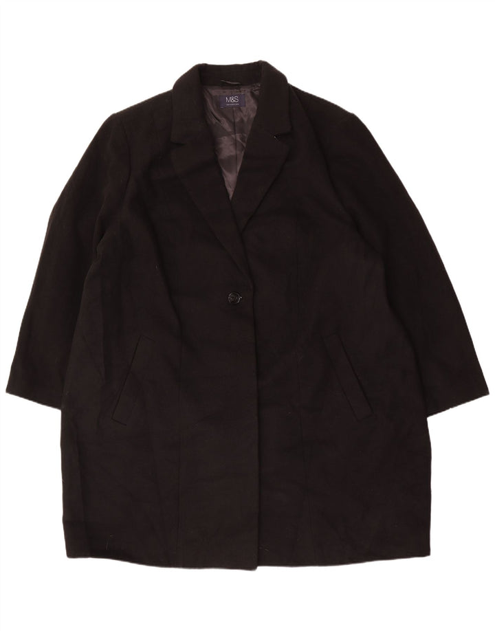 Marks & Spencer Womens Overcoat UK 26 5XL Black Polyester