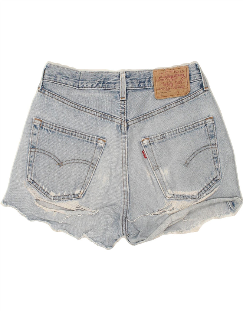 LEVI'S Womens Distressed Denim Shorts W30 Medium Blue Cotton | Vintage Levi's | Thrift | Second-Hand Levi's | Used Clothing | Messina Hembry 