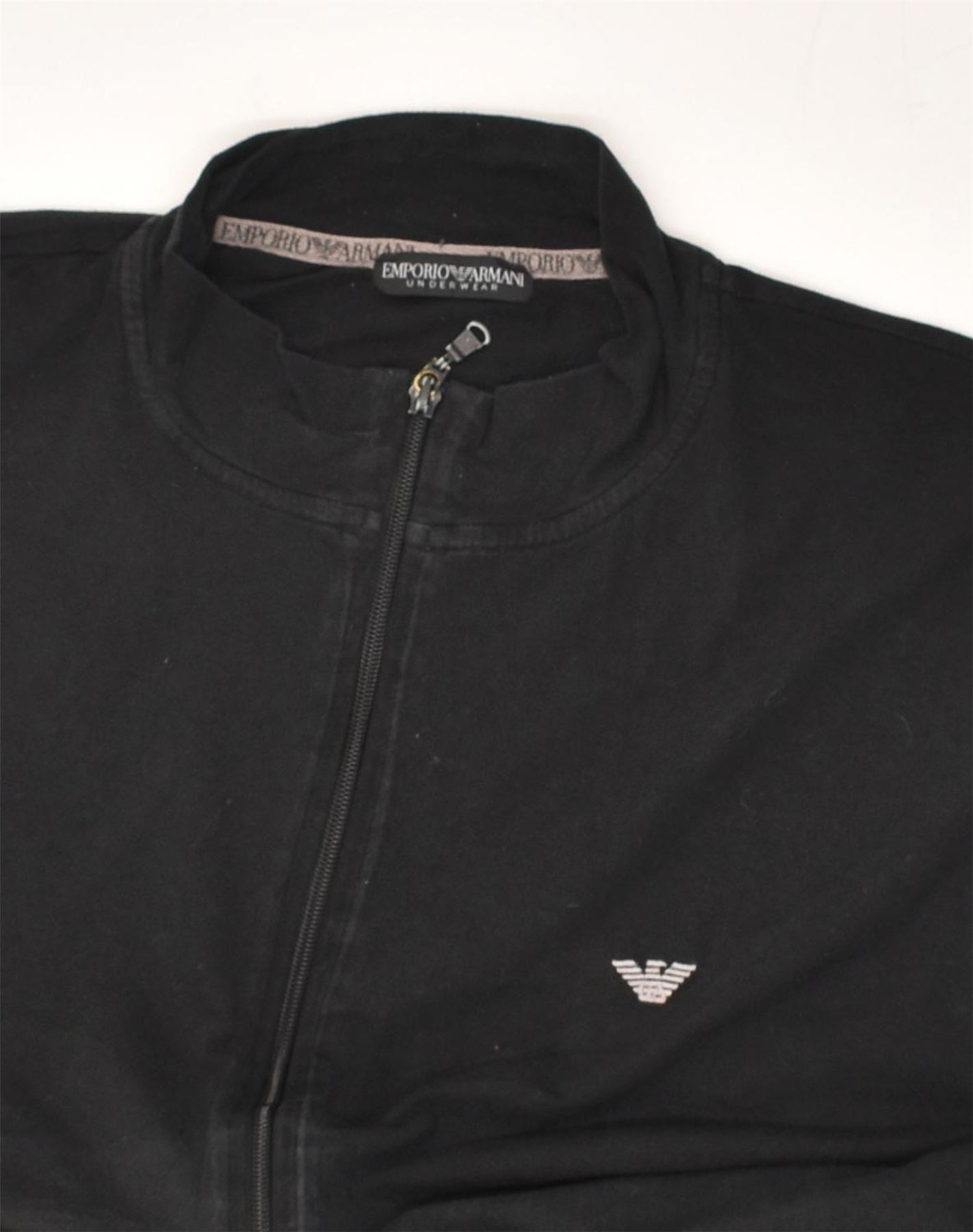 EMPORIO ARMANI Mens Tracksuit Top Jacket Medium Black Vintage