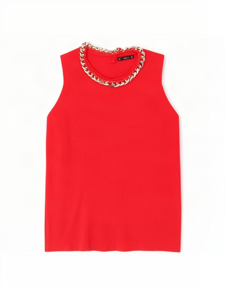 Zara Womens Vest Top UK 12 Medium Red