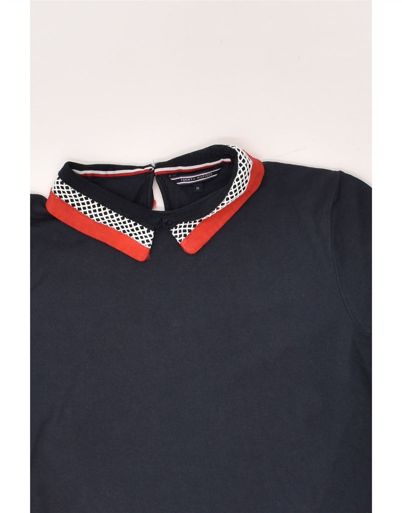 TOMMY HILFIGER Womens Polo Shirt UK 12 Medium Navy Blue Cotton | Vintage Tommy Hilfiger | Thrift | Second-Hand Tommy Hilfiger | Used Clothing | Messina Hembry 