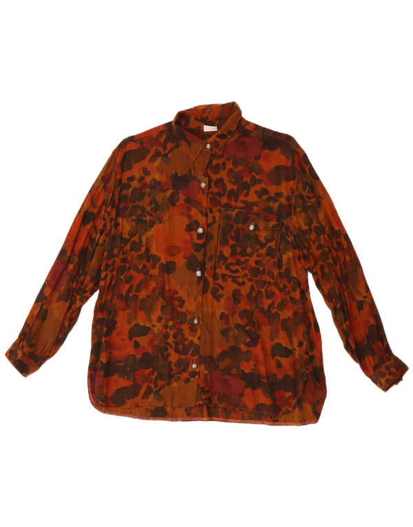 Frau Womens Loose Fit Shirt IT 48 XL Brown Spotted Viscose