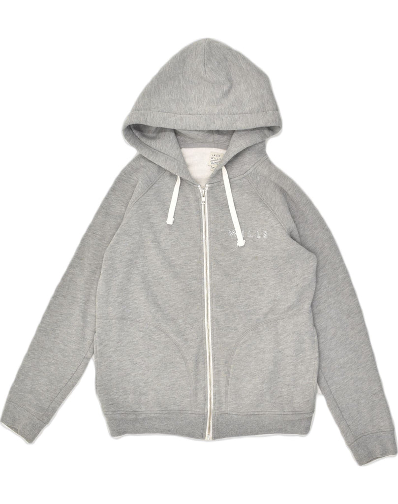 JACK WILLS Womens Zip Hoodie Sweater UK 10 Small  Grey Cotton | Vintage Jack Wills | Thrift | Second-Hand Jack Wills | Used Clothing | Messina Hembry 