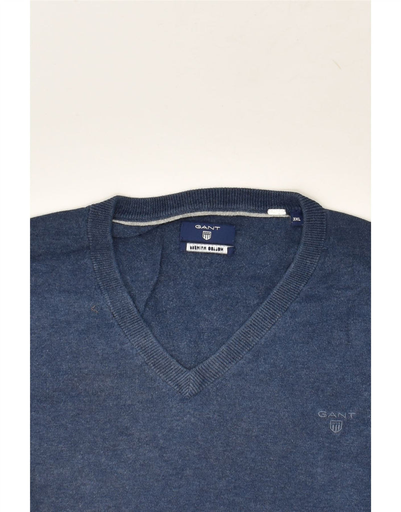 GANT Mens V-Neck Jumper Sweater 3XL Navy Blue Cotton | Vintage Gant | Thrift | Second-Hand Gant | Used Clothing | Messina Hembry 