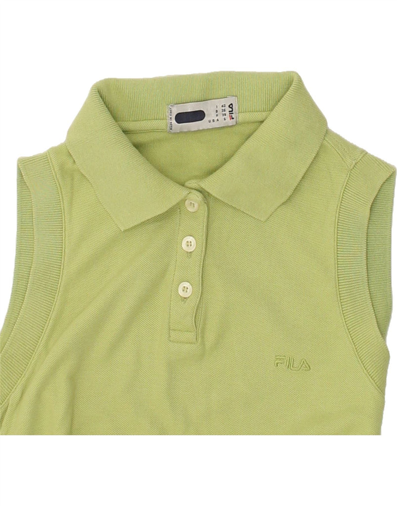 FILA Womens Sleeveless Polo Shirt IT 42 Medium Green Cotton | Vintage Fila | Thrift | Second-Hand Fila | Used Clothing | Messina Hembry 