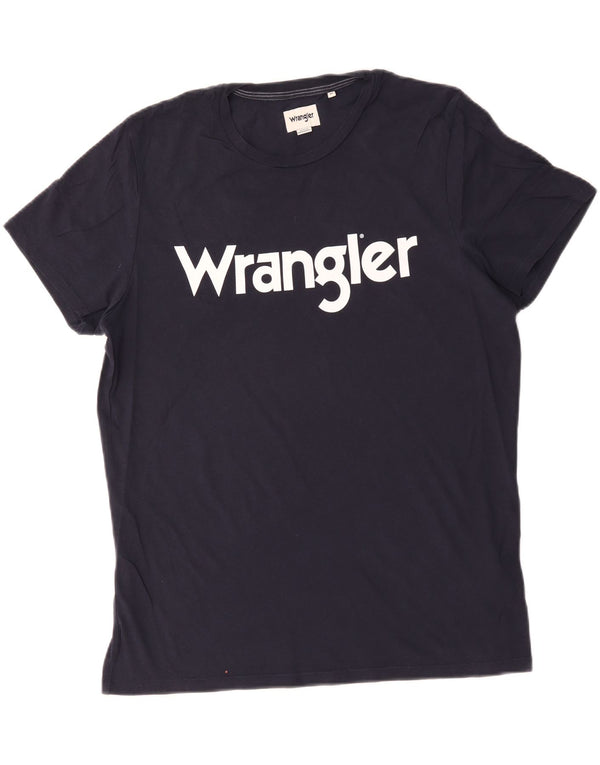 Wrangler Mens Graphic T-Shirt Top Medium Navy Blue Cotton