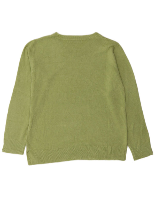 Marks & Spencer Womens Boat Neck Jumper Sweater UK 12 Medium Green Acrylic