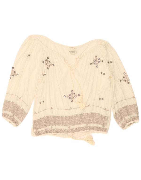 Polo Ralph Lauren Womens 3/4 Sleeve Blouse Top UK 6 XS White Floral