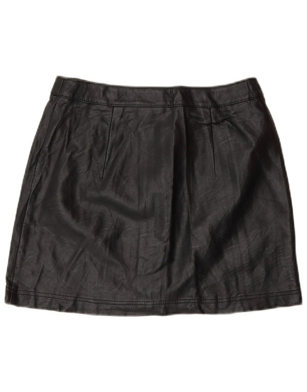 Topshop Womens Petite Faux Leather Mini Skirt UK 8 Small W26 Black
