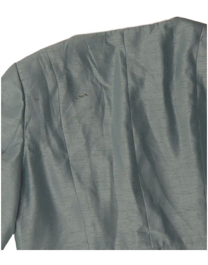 Jacques Vert Womens 3/4 Sleeve Crop Blazer Jacket UK 16 Large Blue Viscose
