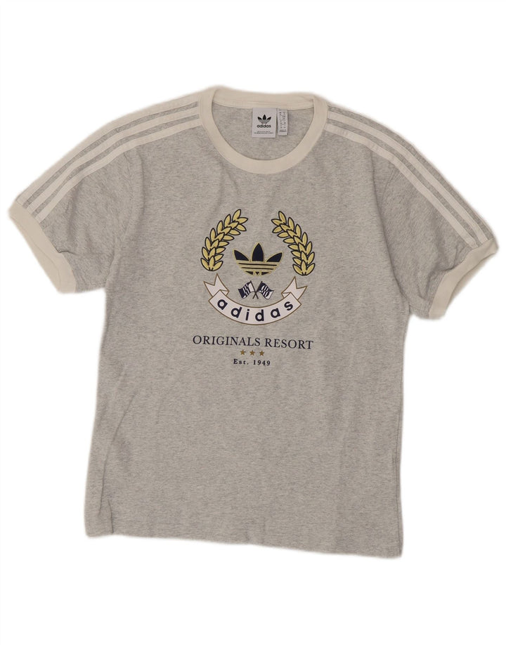Adidas Womens Graphic T-Shirt Top UK 10 Small Grey Cotton