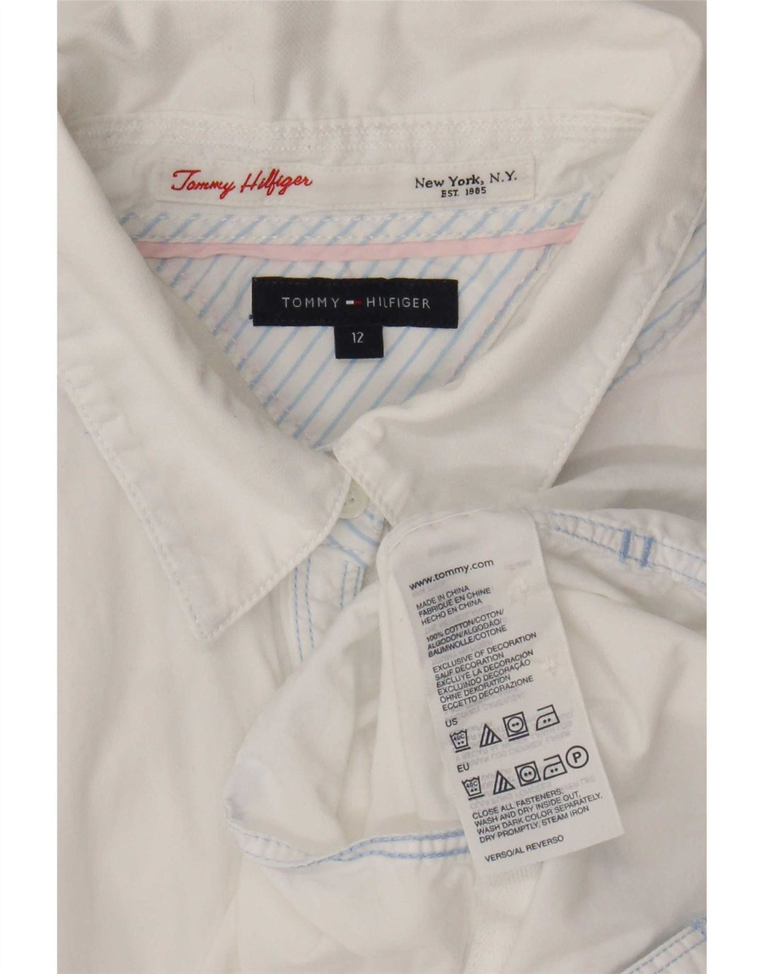 Tommy Hilfiger Womens Shirt US 12 Large White Cotton