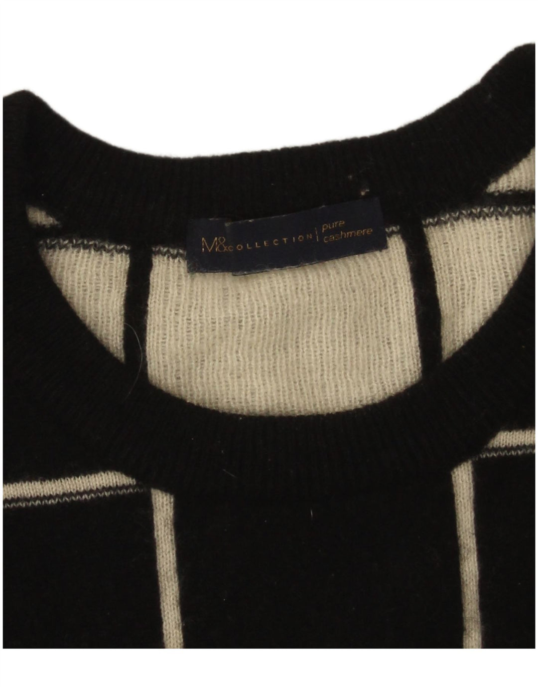 Marks & Spencer Womens Boat Neck Jumper Sweater UK 14 Large Black Check