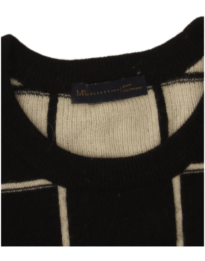 Marks & Spencer Womens Boat Neck Jumper Sweater UK 14 Large Black Check
