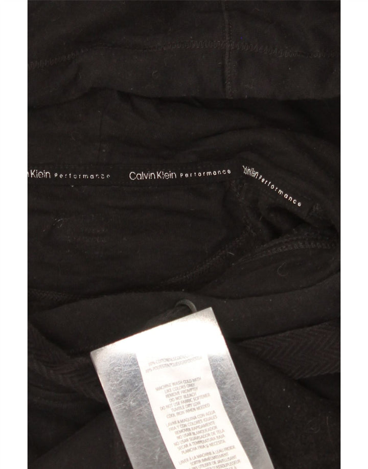 CALVIN KLEIN Womens Oversized Graphic Hoodie Jumper UK 18 XL Black Cotton