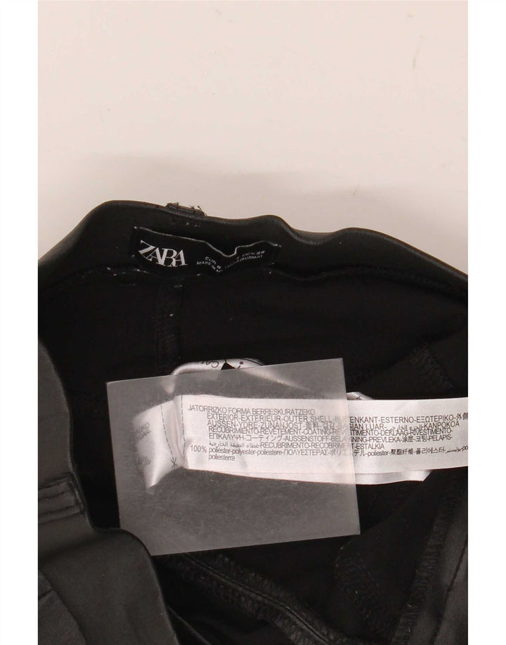 Zara Womens Faux Leather Leggings Small W26 L30 Black Polyester