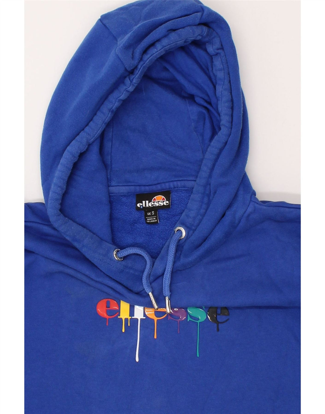 ELLESSE Mens Loose Fit Graphic Hoodie Jumper Small Blue Cotton Vintage Ellesse and Second-Hand Ellesse from Messina Hembry 