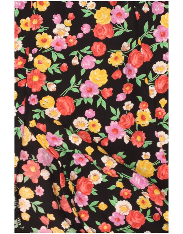 Vintage Womens Maxi Sundress UK 12 Medium Black Floral