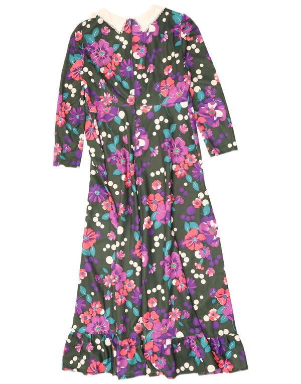 VINTAGE Womens Long Sleeve Maxi Dress UK 14 Large Multicoloured Floral