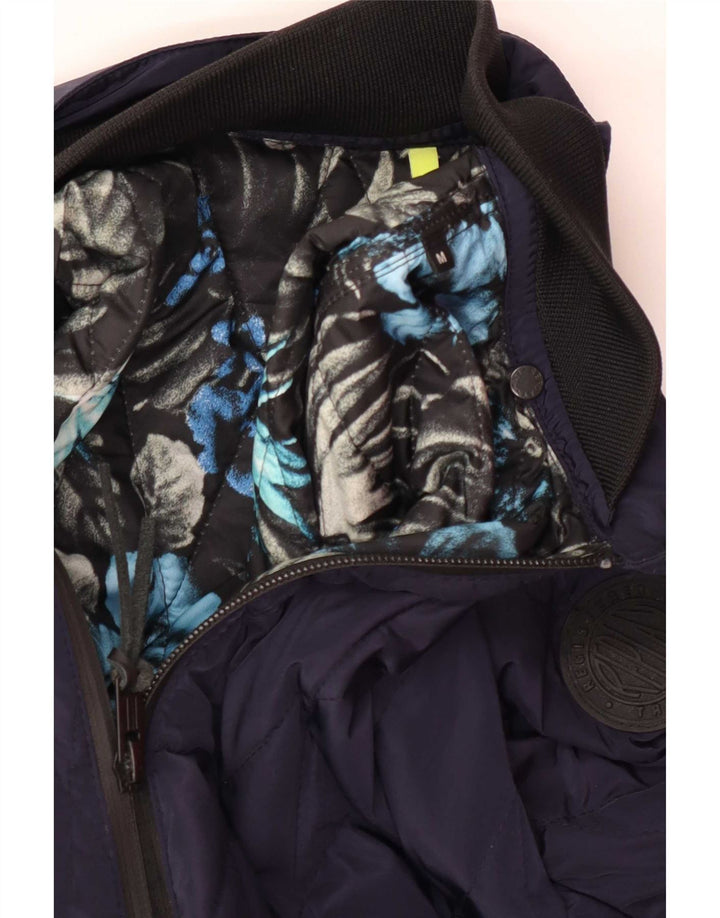 Replay Mens Quilted Jacket UK 38 Medium Navy Blue Polyester