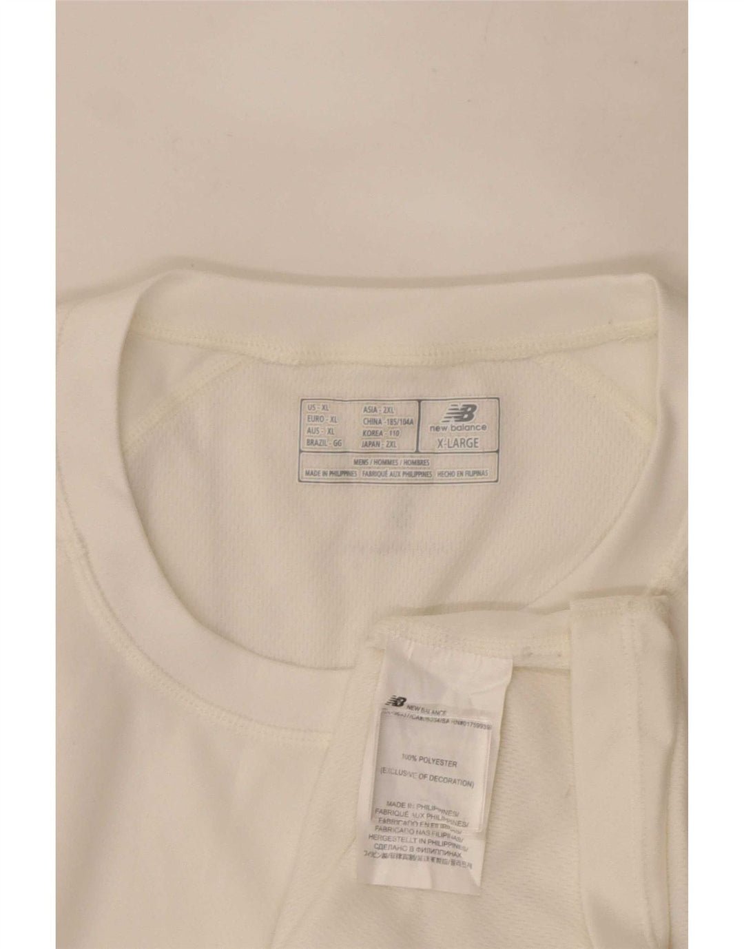New Balance Mens T-Shirt Top XL White Colourblock Polyester