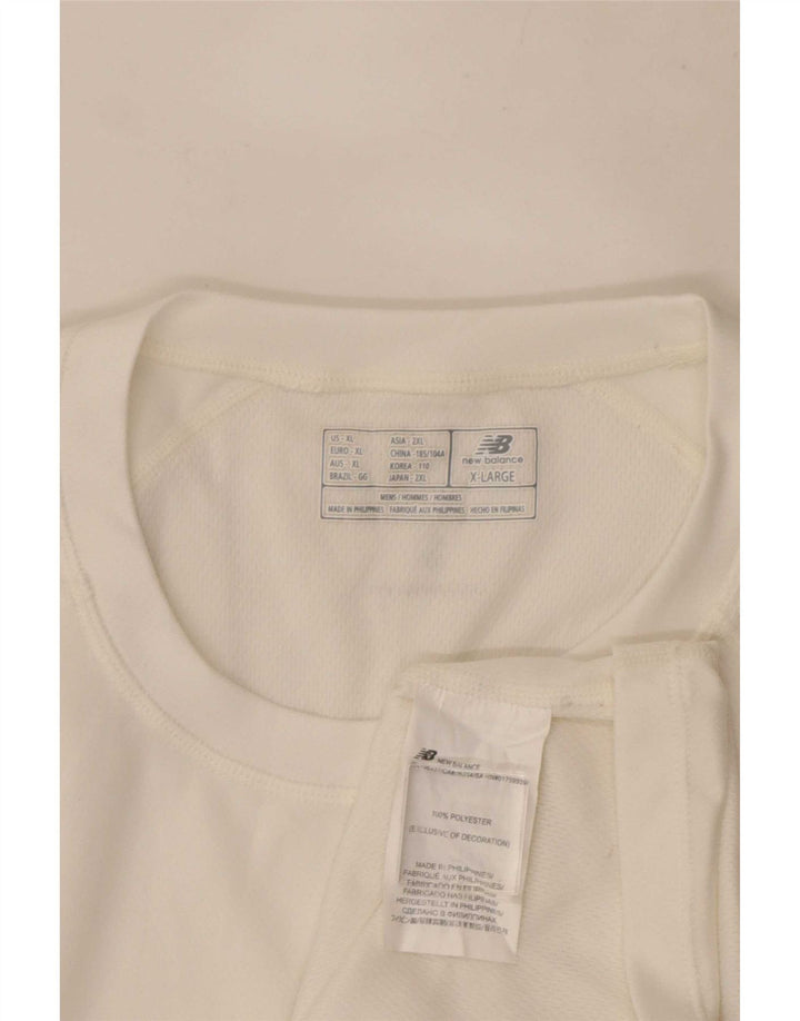 New Balance Mens T-Shirt Top XL White Colourblock Polyester