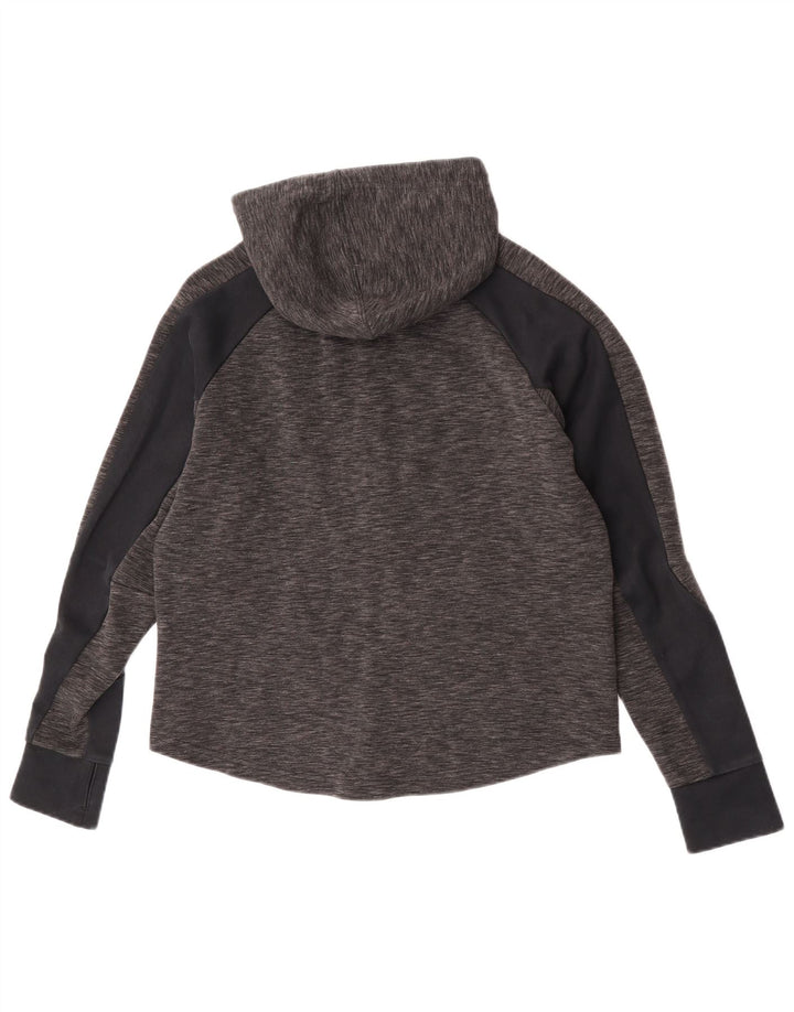 Puma Womens Zip Hoodie Sweater UK 12 Medium Grey Flecked Cotton