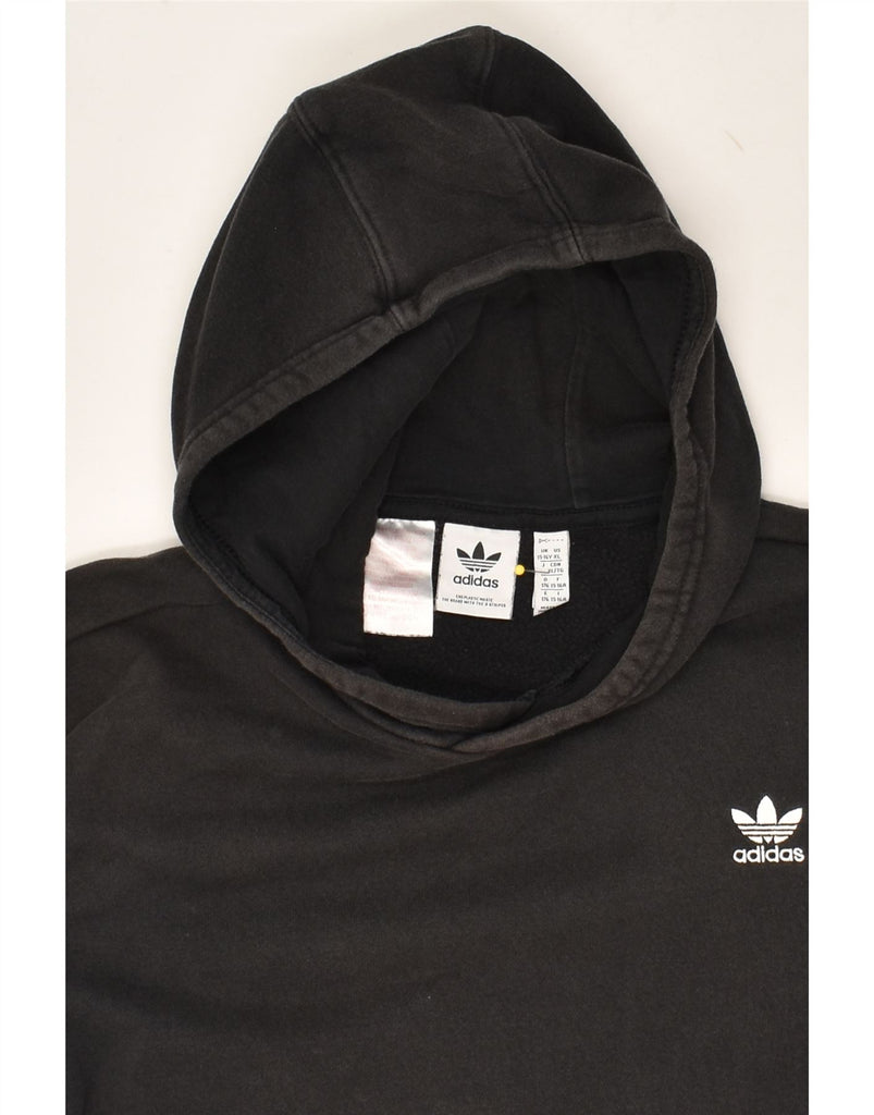 ADIDAS Boys Hoodie Jumper 15-16 Years Black Cotton | Vintage Adidas | Thrift | Second-Hand Adidas | Used Clothing | Messina Hembry 