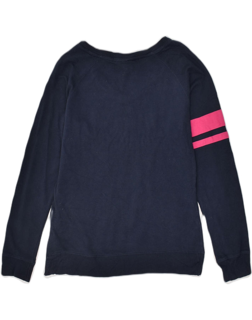 CHAMPION Womens Graphic Sweatshirt Jumper UK 12 Medium Navy Blue Cotton | Vintage Champion | Thrift | Second-Hand Champion | Used Clothing | Messina Hembry 