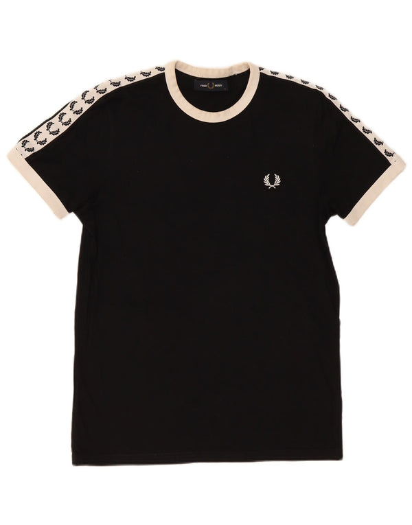 Fred Perry Mens Graphic T-Shirt Top XS Black Colourblock Cotton