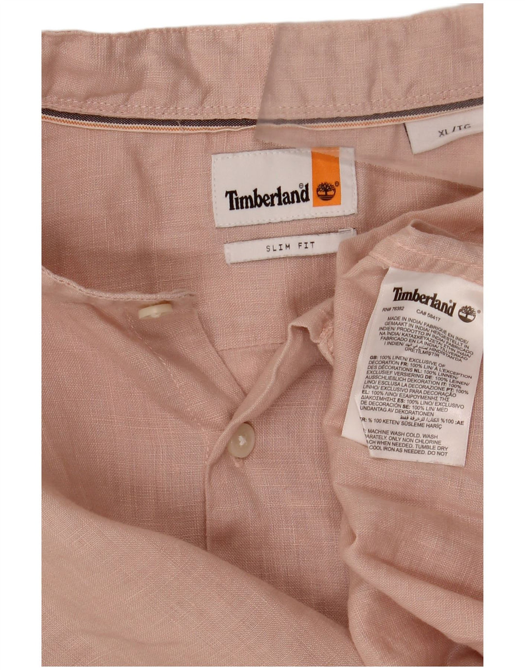 Timberland Mens Slim Fit Shirt XL Pink Linen