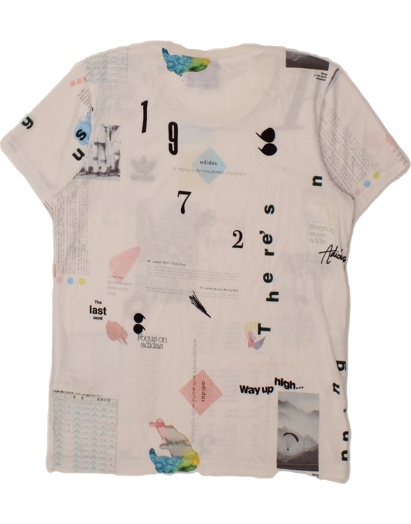 ADIDAS Womens Oversized Graphic T-Shirt Top UK 8 Small White Polyester Vintage Adidas and Second-Hand Adidas from Messina Hembry 