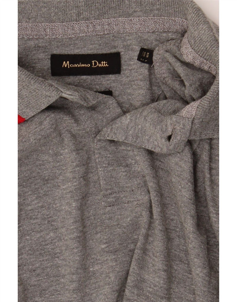 MASSIMO DUTTI Mens Polo Neck Jumper Sweater Large Grey Cotton Vintage Massimo Dutti and Second-Hand Massimo Dutti from Messina Hembry 