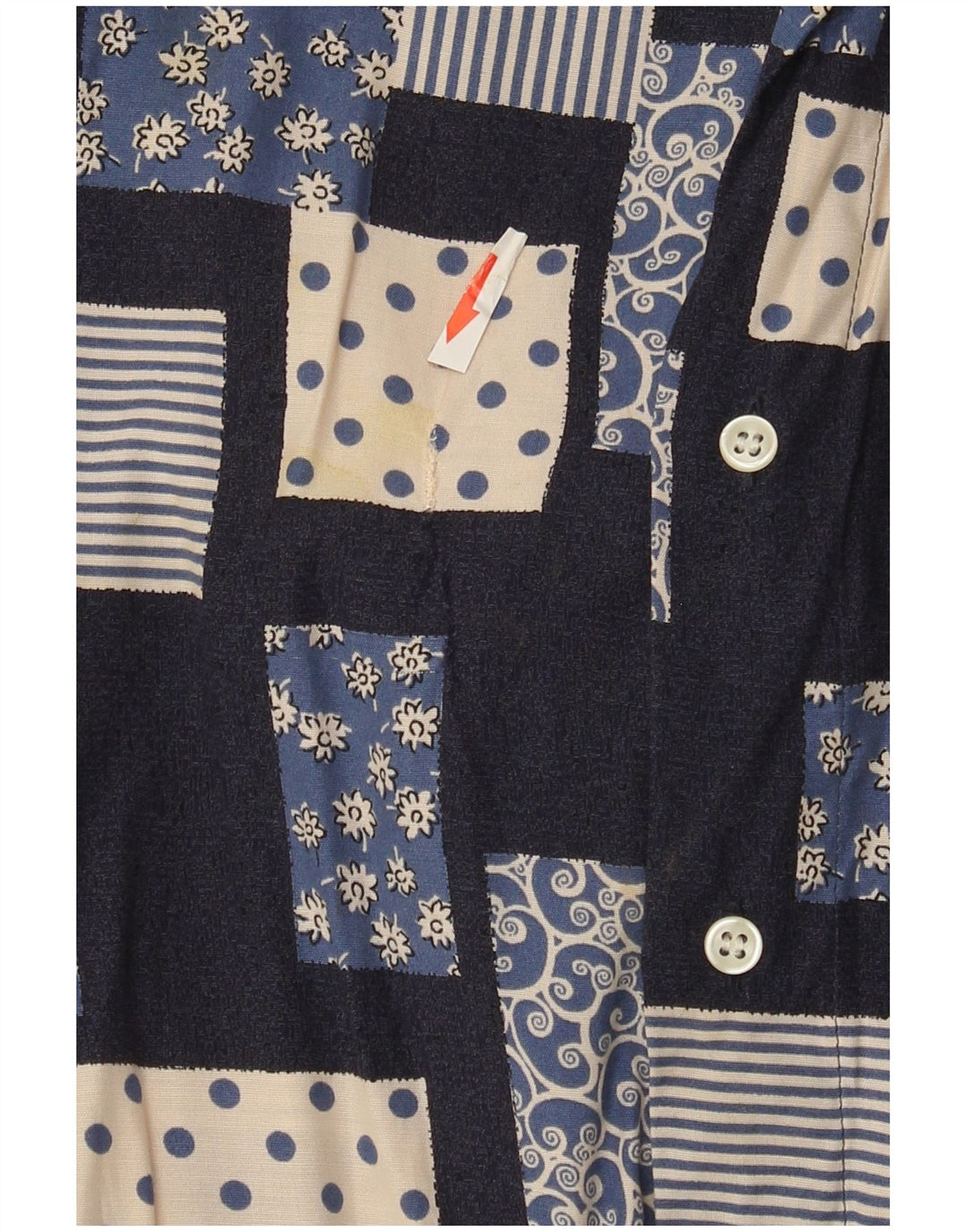 Vintage Mens Shirt Large Navy Blue Patchwork