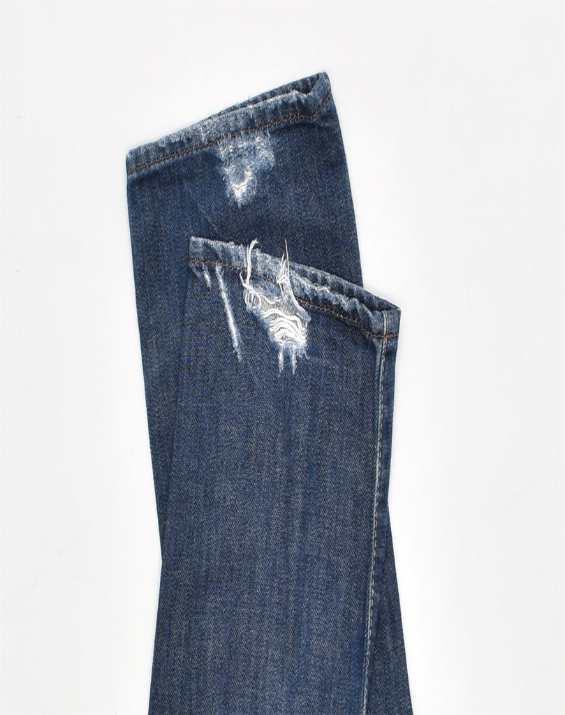 GUESS Womens Distressed Straight Jeans W29 L34 Medium Navy Blue Cotton | Vintage | Thrift | Second-Hand | Used Clothing | Messina Hembry 