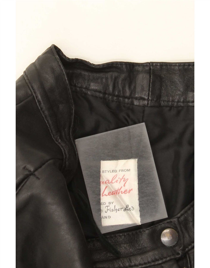 Vintage Womens Leather Skirt W28 Medium Black
