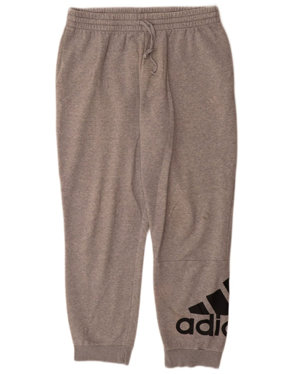 Adidas Mens Graphic Tracksuit Trousers Joggers Large Grey Flecked Cotton